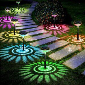 Bright Solar Pathway Lights 8 Pack, Color Changing + Warm White LED Path Lights